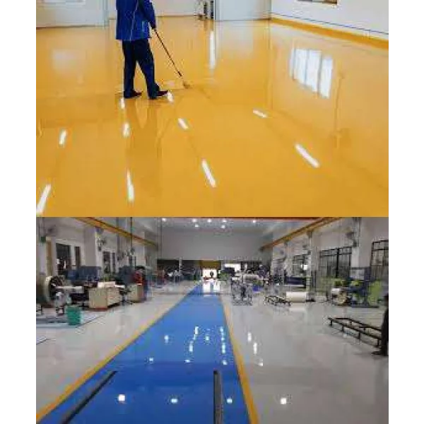 Applying Industrial Epoxy Flooring Coating On Factory Floor