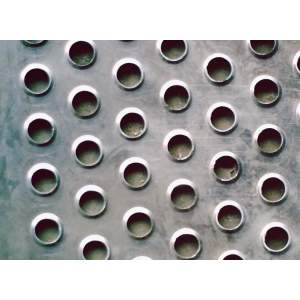 Embossed Perforated Metal Sheet Showing Raised Patterns With Regular Hole Arrangement