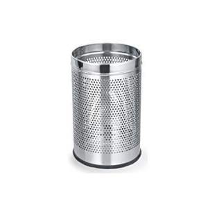 SS Perforated Dustbin Showing Random Hole Pattern With Sturdy Build