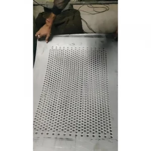 Stainless Steel Perforated Sheet Showing Round Holes Used In Industrial Applications