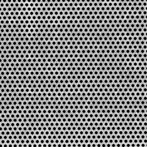 Close-up View Of Perforated Stainless Steel Sheet Showing Round Holes