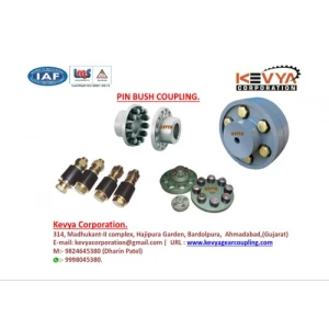 Pin Bush Coupling Showing Pins Inserted Through Bushings Connecting Two Shafts