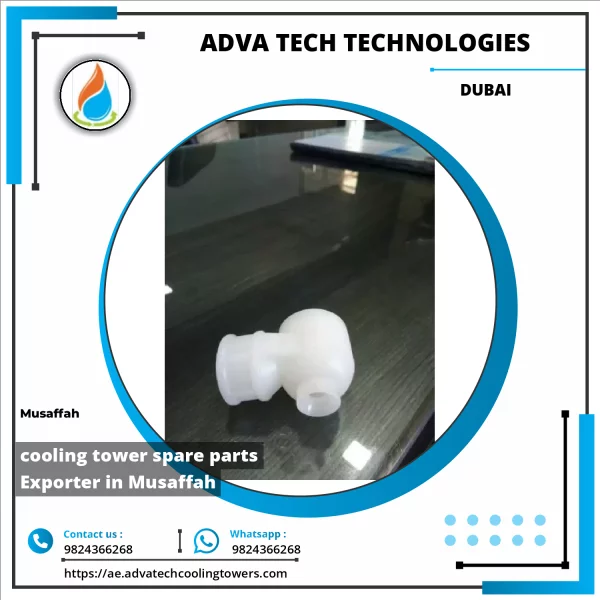 Various Cooling Tower Spare Parts Including Nozzles And Fan Motors Arranged For Inspection