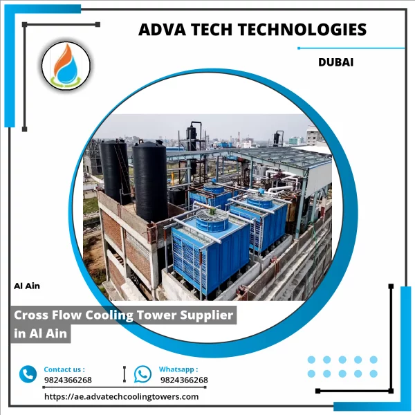 Cross Flow Cooling Tower System Installed In Industrial Setting
