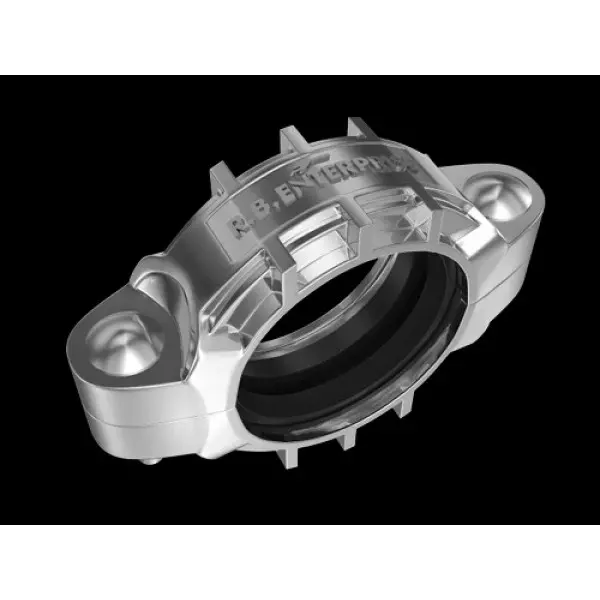 Stainless Steel Heavy Duty Grooved Coupling Showing Clamping Mechanism