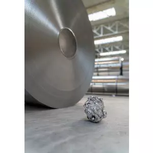 Roll Of Aluminium Foil Laminated Fabric Showing Shiny Metallic Surface