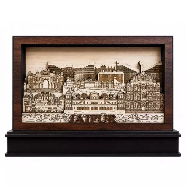 Jaipur City Skyline Wooden Memento
