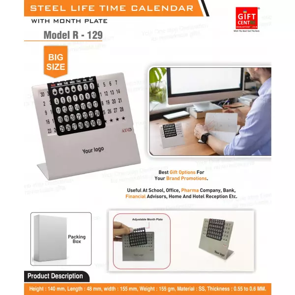 Steel Life Time Calendar Model R-129