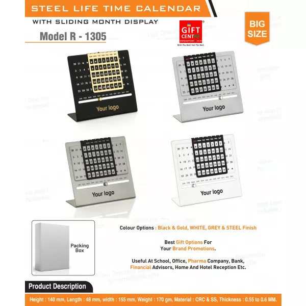 Steel Life Time Calendar Model R-1305 Surat Inida