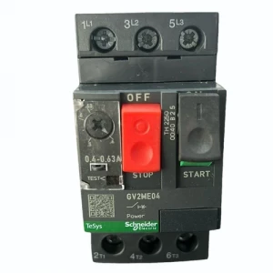 Schneider Motor Protection Circuit Breaker Installed In An Industrial Control Panel