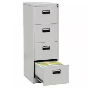 Metal File Cabinet With Multiple Drawers In An Office Setting