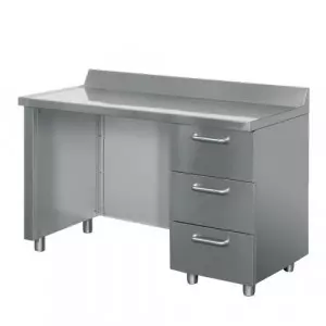 Office Table Made Of Wood And Metal Frame Suitable For Corporate Workspace