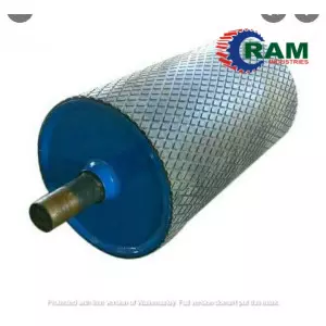 Heavy Duty Drum Pulley Mounted On Industrial Conveyor Belt