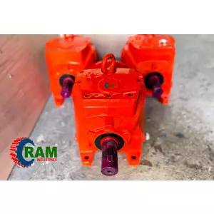 Inline Helical Gearbox Showing Gear Teeth And Shaft Assembly