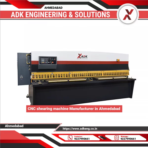 CNC Shearing Machine Cutting Metal Sheet In Workshop