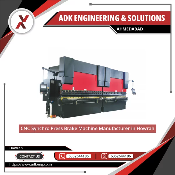 CNC Synchro Press Brake Machine Working On Sheet Metal At Industrial Facility