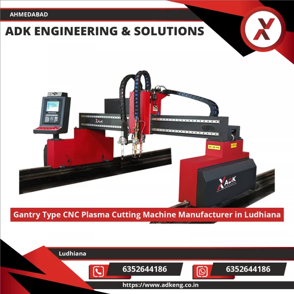 Gantry Type CNC Plasma Cutting Machine Operating On Metal Sheet