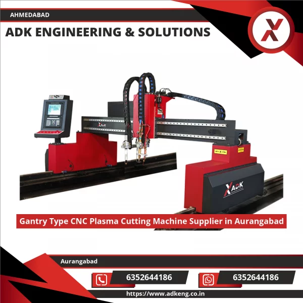Gantry Type CNC Plasma Cutting Machine Operating In Metal Workshop