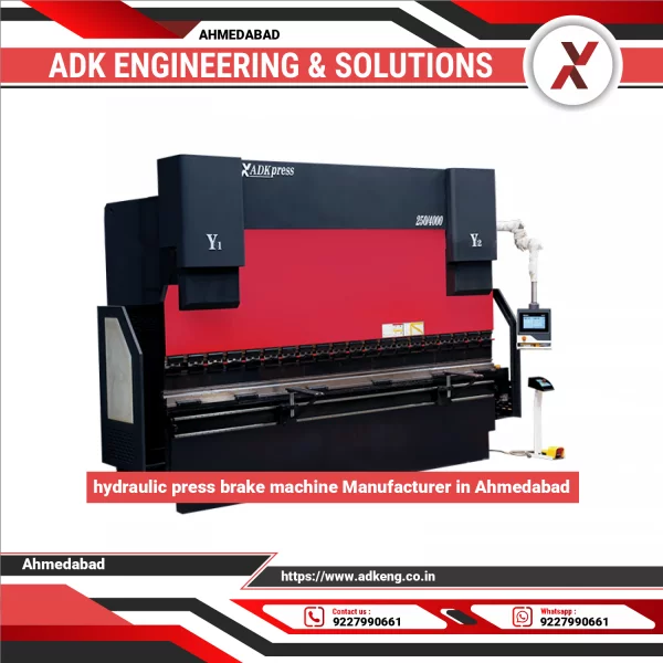 Hydraulic Press Brake Machine Bending Metal Sheet In Industrial Setting