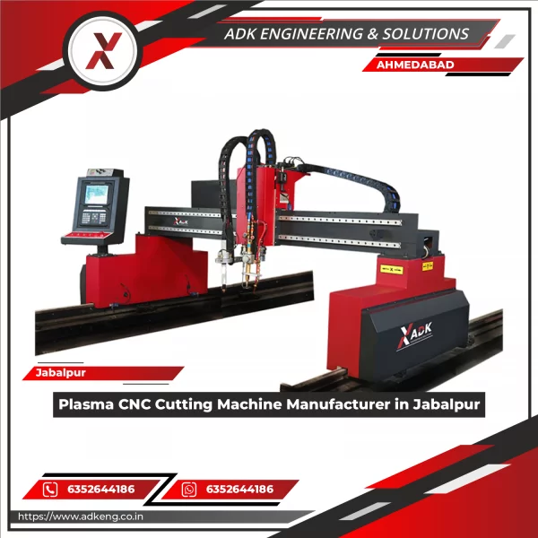 Plasma CNC Cutting Machine Operating In Industrial Setting With Metal Sheets Being Cut