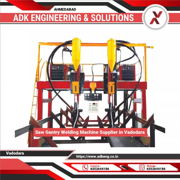 Saw Gantry Welding Machine Setup Operating In Industrial Workshop