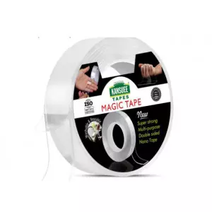 Rolls Of Double Sided Transparent Magic Tape Placed On A White Surface