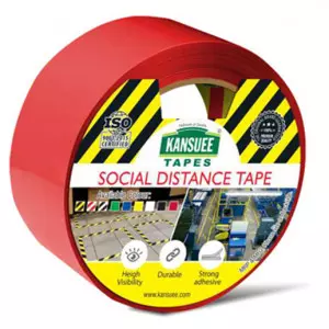Plain Social Distance Tape Laid Out On Floor Indicating Spacing Guidance