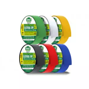 Rolls Of PVC Insulation Tapes Arranged Showing Different Colors Used In Electrical Wiring Applications