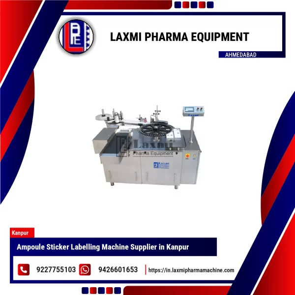 Ampoule Sticker Labelling Machine Operating On Pharmaceutical Production Line