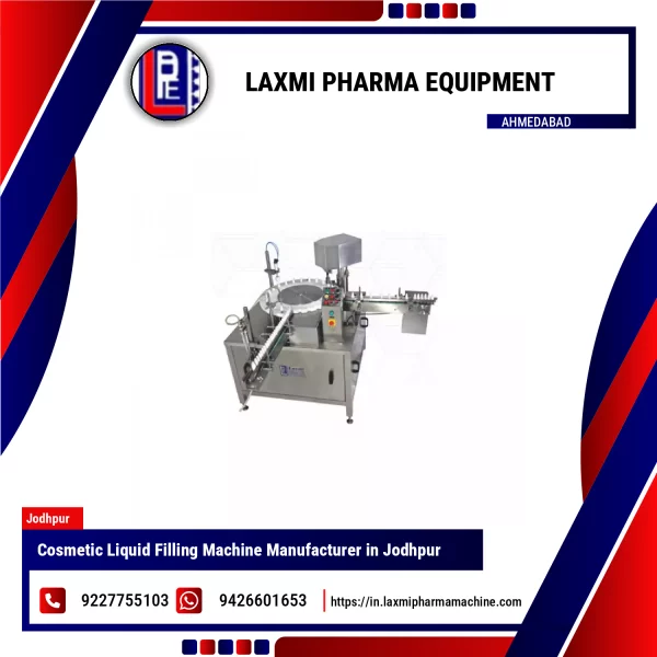 Cosmetic Liquid Filling Machine Operating With Bottles On Conveyor