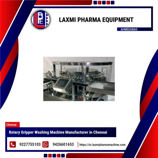 Rotary Gripper Washing Machine Handling Pharmaceutical Vials During Cleaning Process