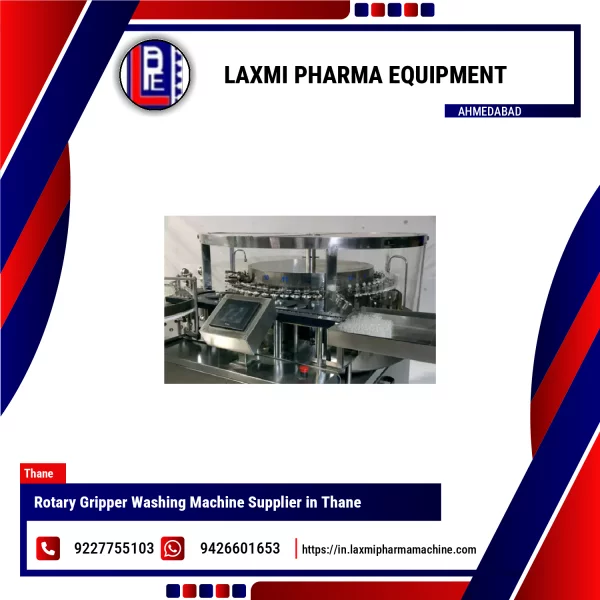 Rotary Gripper Washing Machine Operating In Pharmaceutical Plant