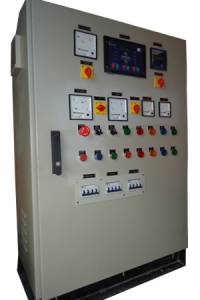 Electric Control Panel Inside An Industrial Facility Showing Wiring And Components