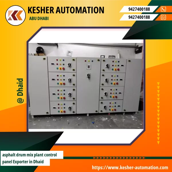 Asphalt Drum Mix Plant Control Panel Showing Electrical Components Inside A Metal Enclosure