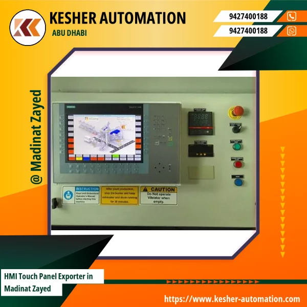 HMI Touch Panel Installed On Industrial Machinery Showing Graphical Interface