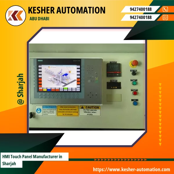 HMI Touch Panel With Clear Display Mounted On Industrial Control Panel