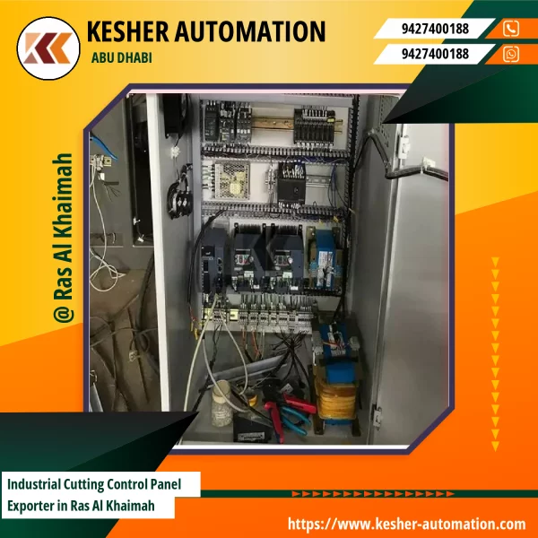 Industrial Cutting Control Panel With Labelled Wiring And Sturdy Enclosure