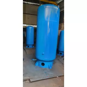 Industrial Air Tank With Pressure Gauge Installed At Factory Site