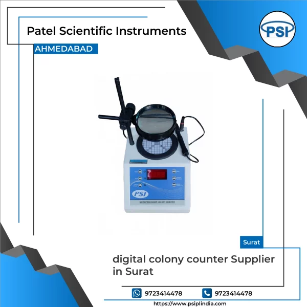 Digital Colony Counter Machine Showing Numeric Display And Petri Dish Holder