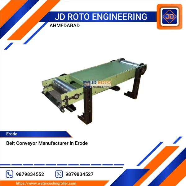 Industrial Belt Conveyor System With Rollers Used In Manufacturing