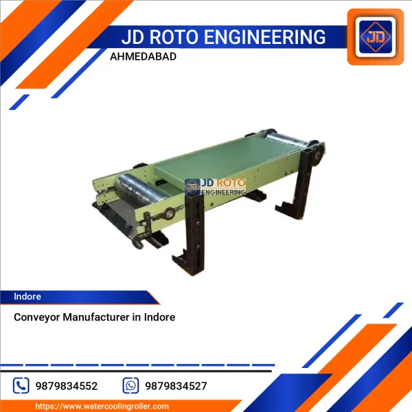 Industrial Conveyor System With Rollers Moving Goods
