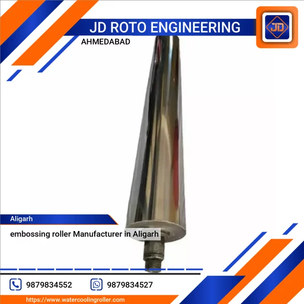 Close-up View Of An Industrial Embossing Roller Showing Detailed Engraved Pattern