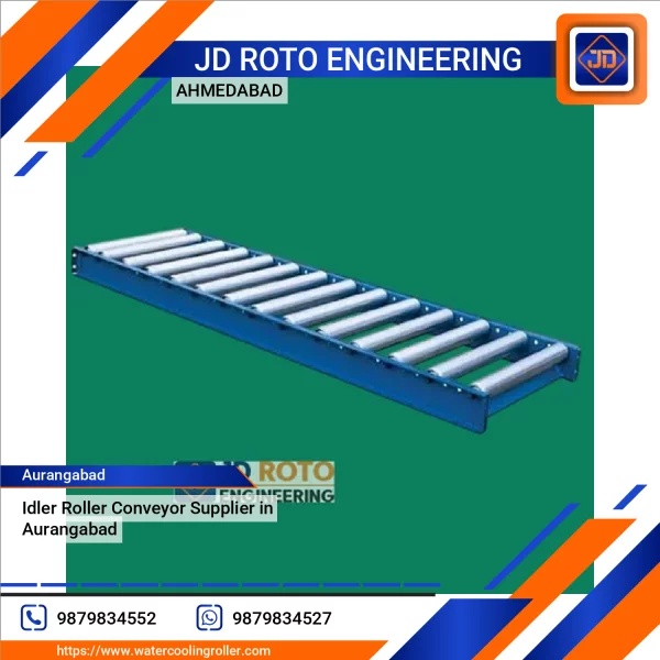 Idler Roller Conveyor System Installed In Industrial Warehouse