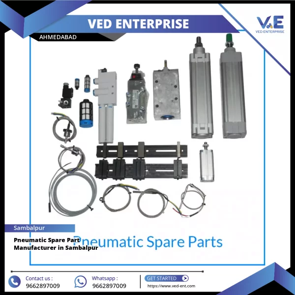 Close-up Of Pneumatic Spare Parts Including Valves And Cylinders