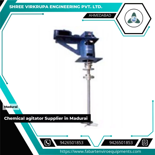 Chemical Agitator Installed Inside Industrial Mixing Tank