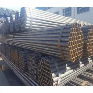 Stack Of Mild Steel Pipes Arranged In Warehouse