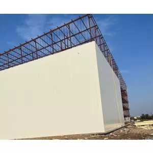 Large Commercial Cold Storage Facility Interior Showing Insulated Panels And Refrigeration System Components